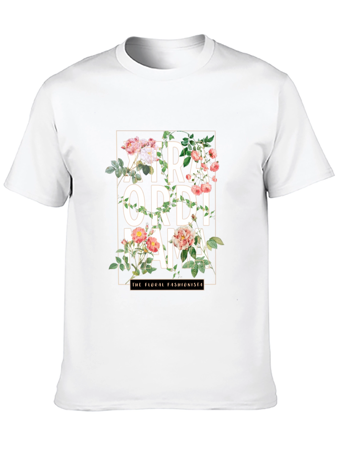 Camiseta Negra Floral Extraordinaria Mamá
