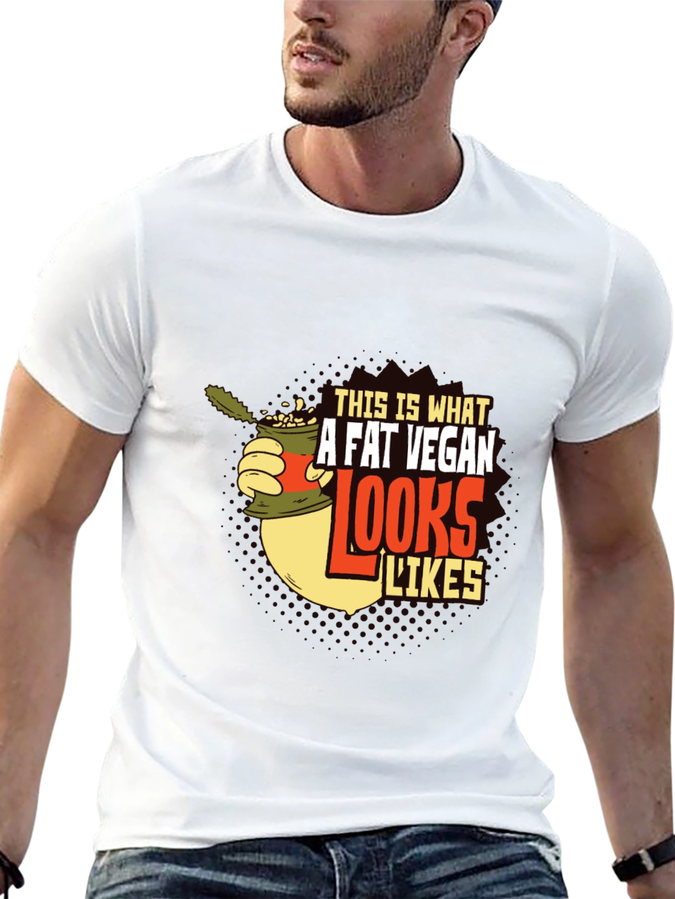 Camiseta Negra con Diseño Gráfico A Fat Vegan