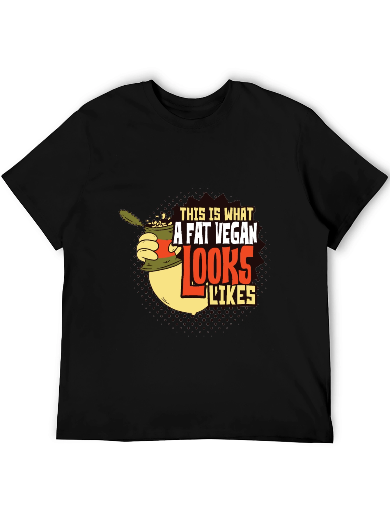 Camiseta Negra con Diseño Gráfico A Fat Vegan