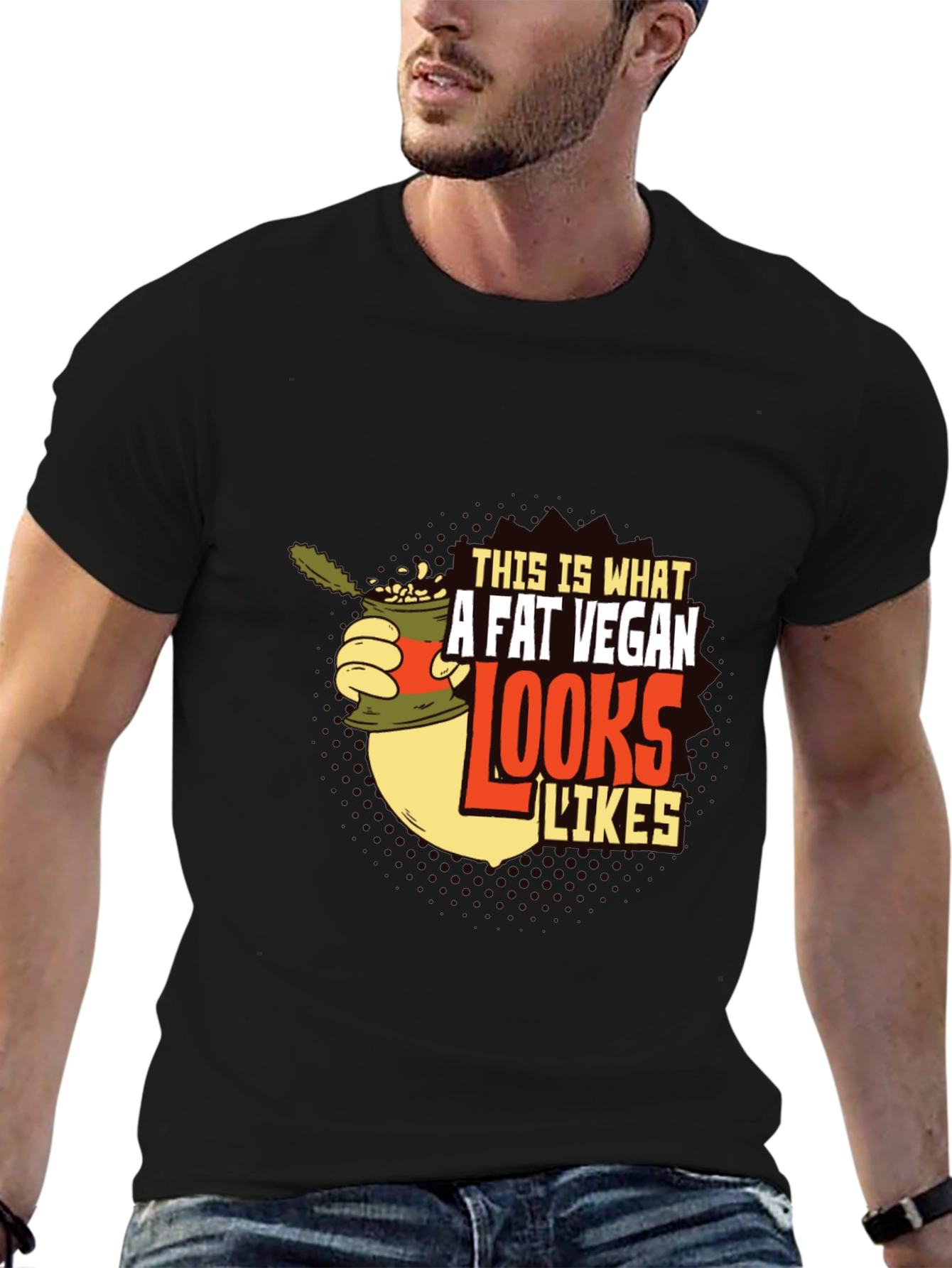Camiseta Negra con Diseño Gráfico A Fat Vegan