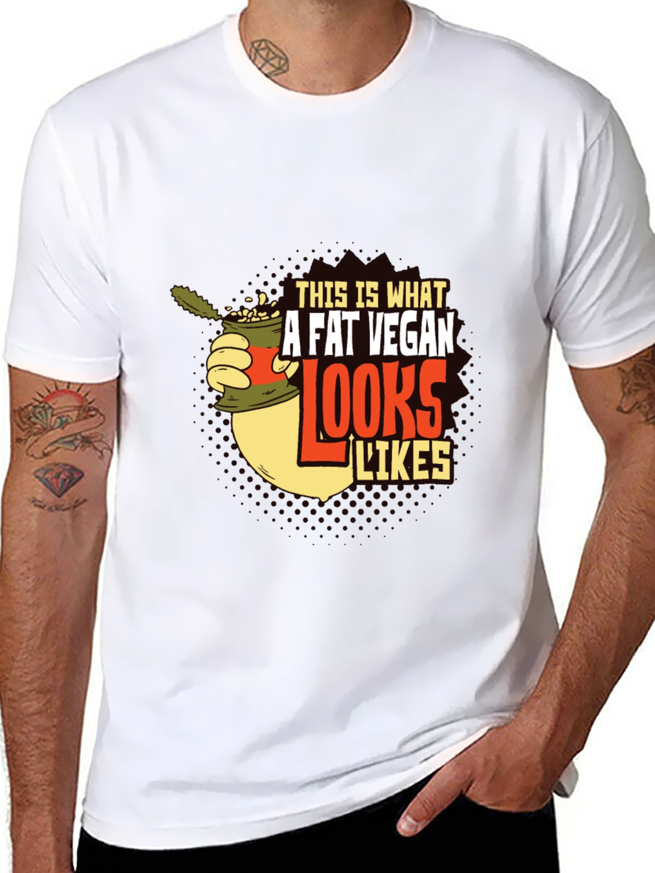 Camiseta Negra con Diseño Gráfico A Fat Vegan