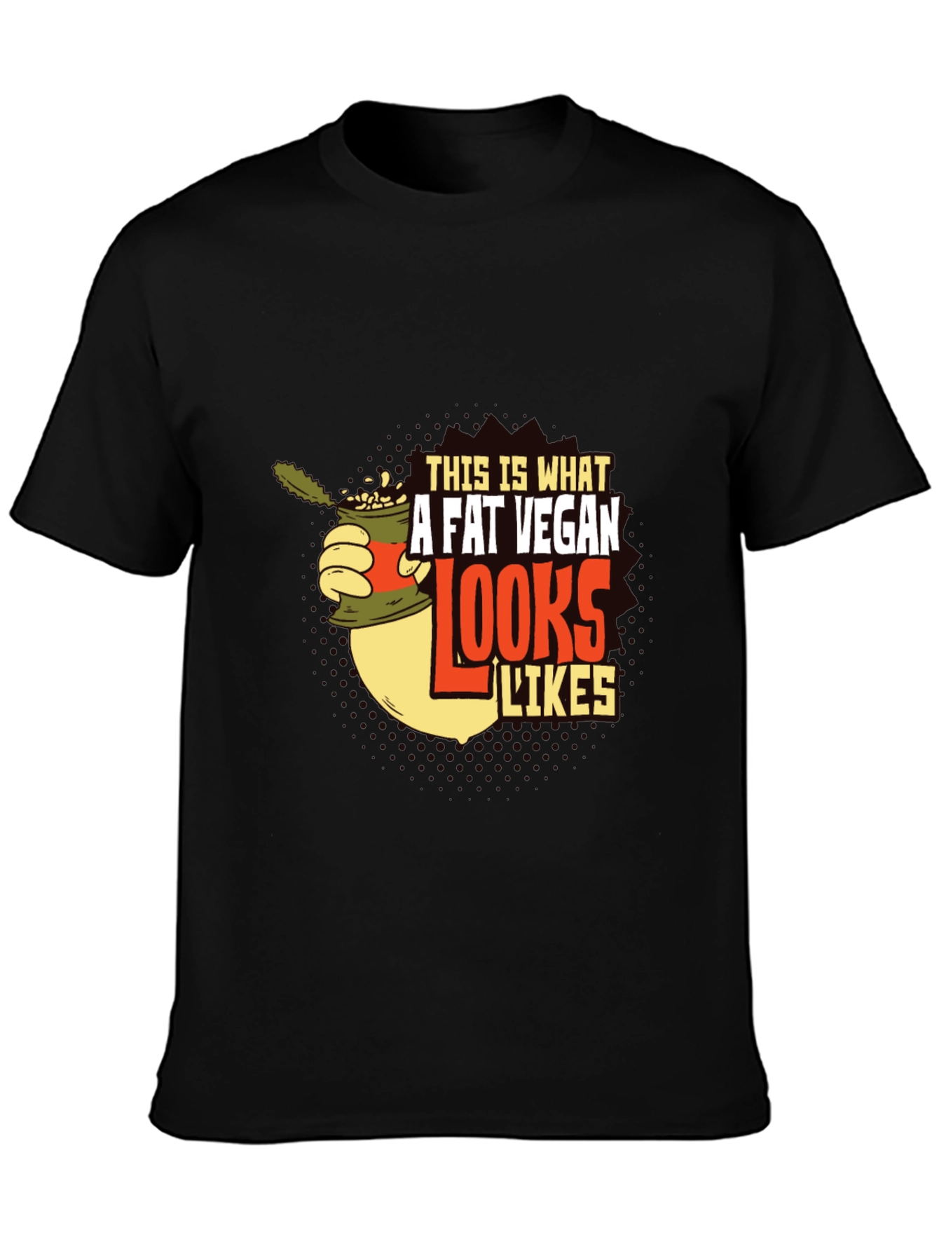 Camiseta Negra con Diseño Gráfico A Fat Vegan