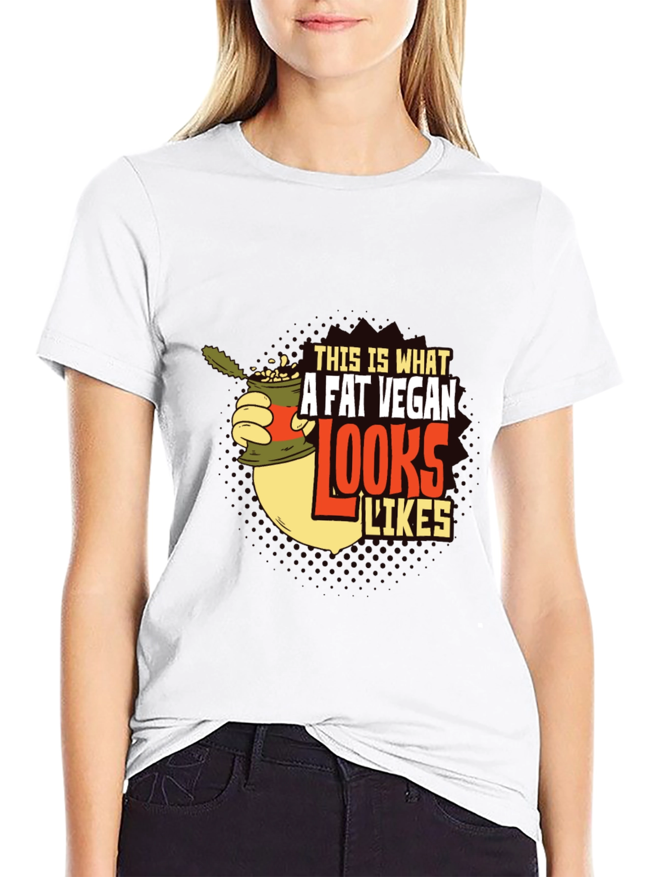 Camiseta Negra con Diseño Gráfico A Fat Vegan