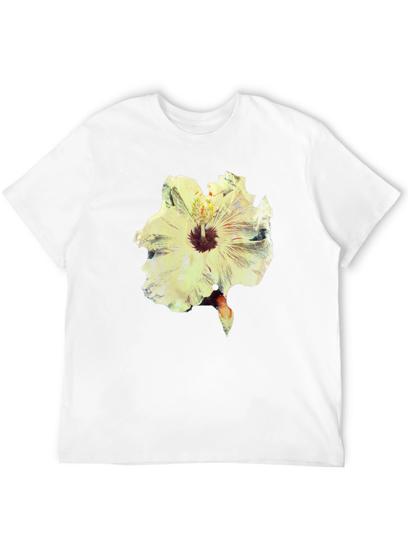 Camiseta Negra con Estampado Floral Abstracto