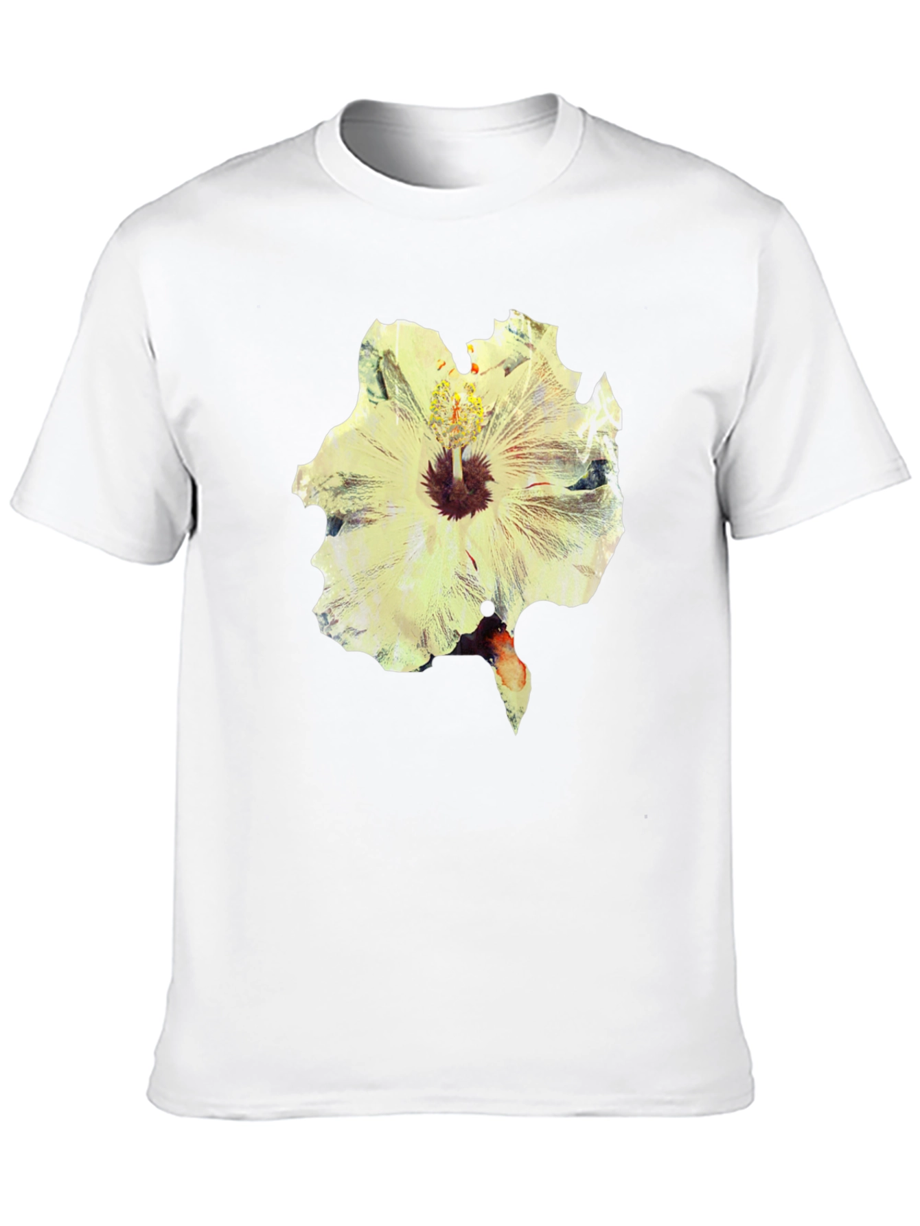 Camiseta Negra con Estampado Floral Abstracto