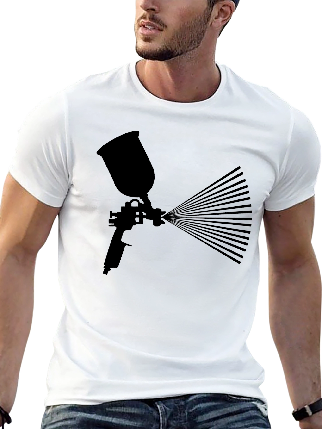 Camiseta Negra con Diseño de Pistola de Pintura