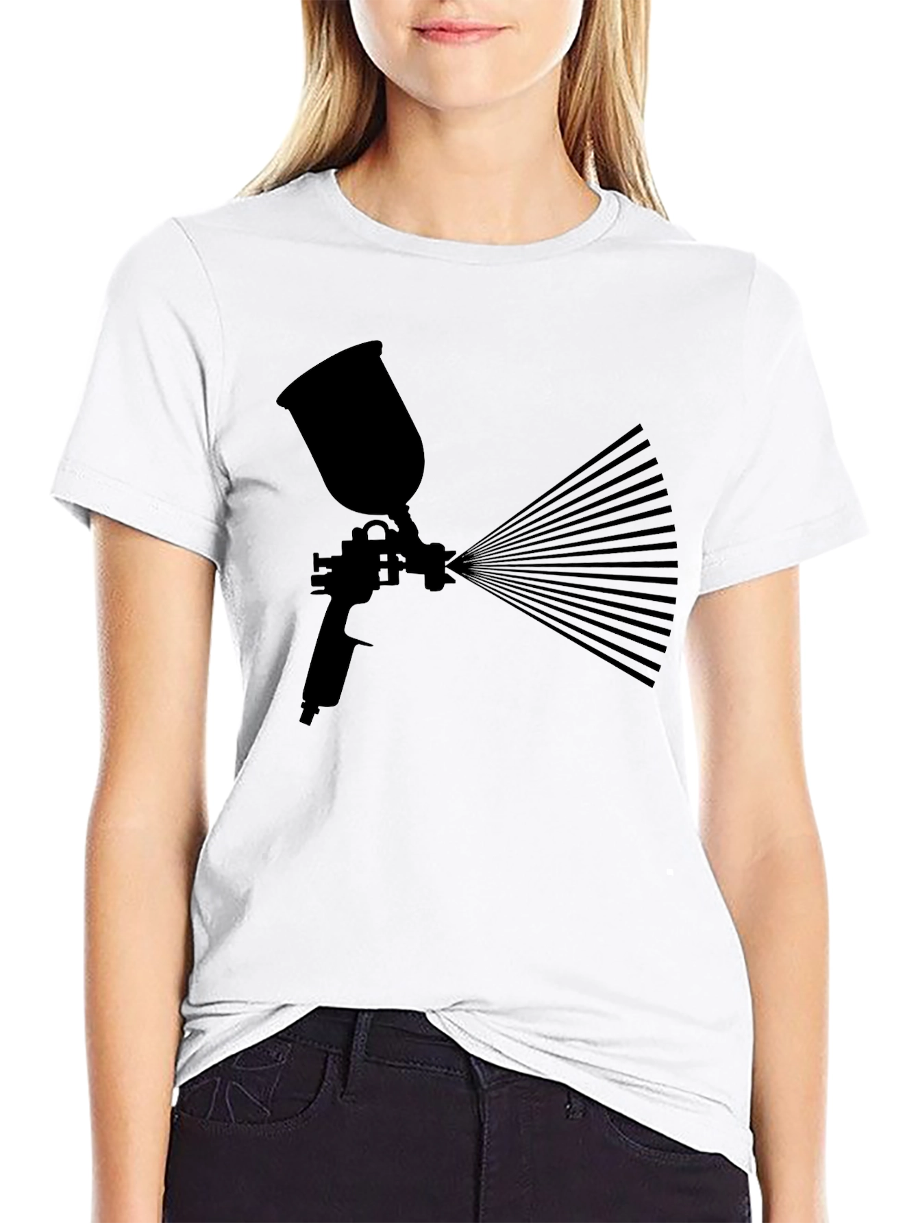 Camiseta Negra con Diseño de Pistola de Pintura