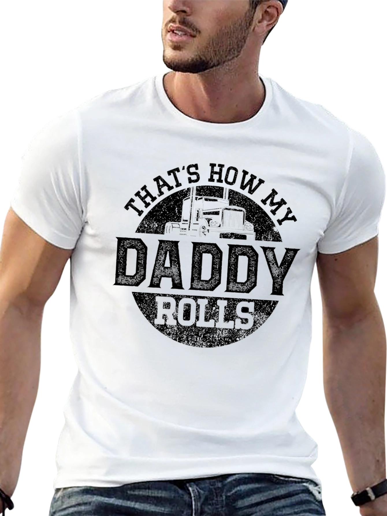 Camiseta Negra Así Rueda Papá Camionero