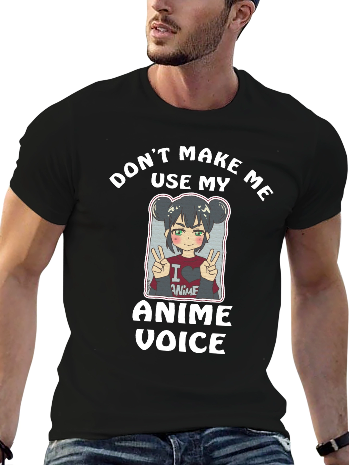 Camiseta Negra Dont Make Me Use My Anime Voice