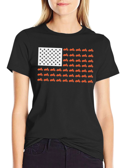 Camiseta Negra Bandera Americana Motos