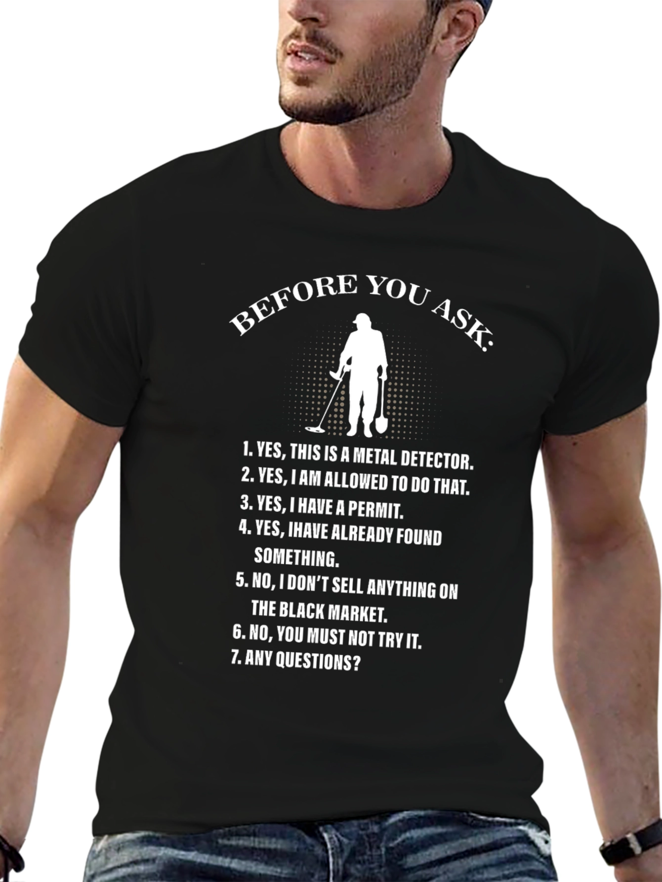 Camiseta Negra con Diseño Detector de Metales