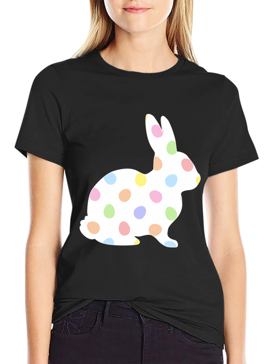 Camiseta Negra con Diseño de Conejo de Pascua