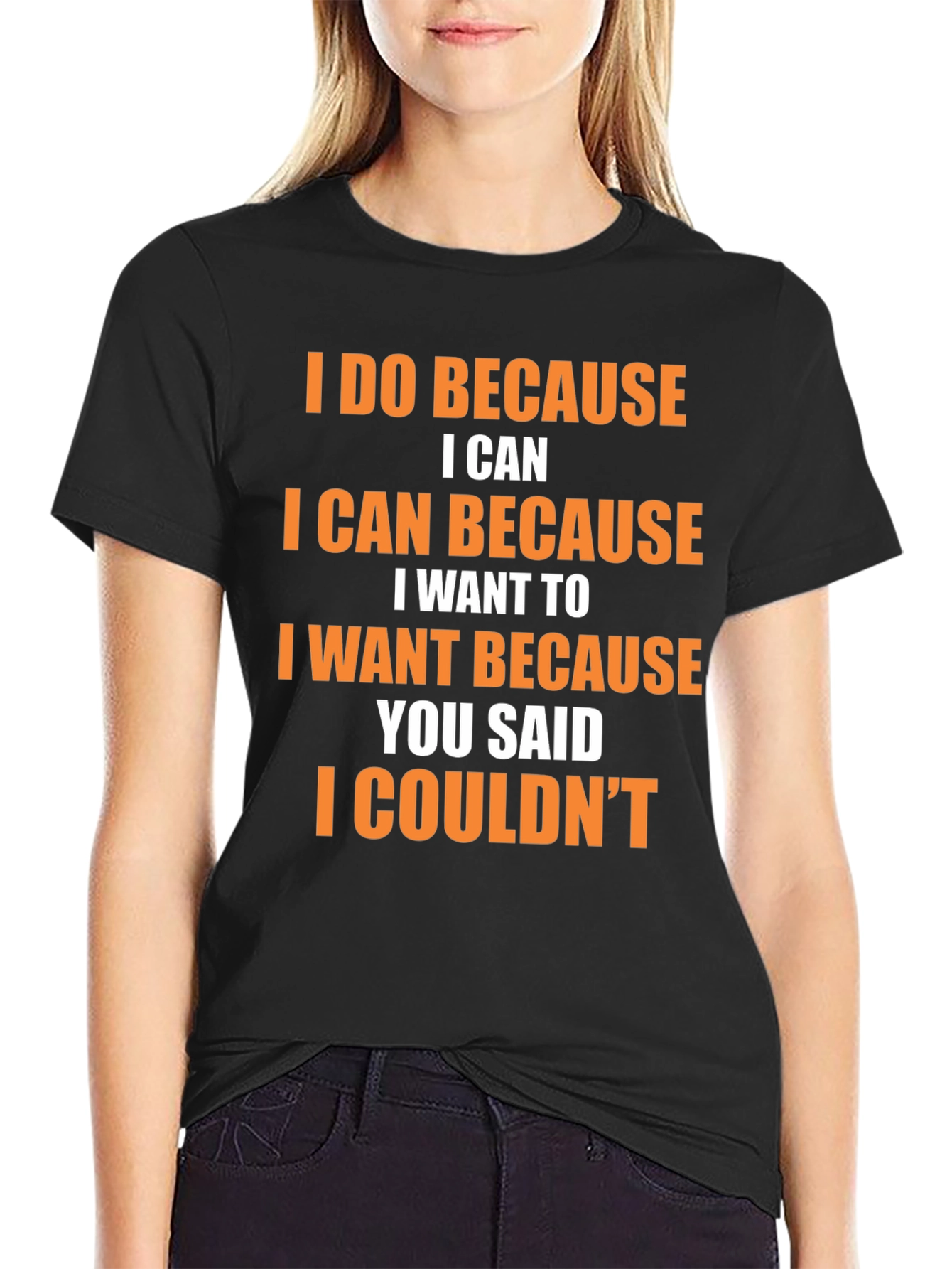 Camiseta Negra con Frase Motivacional en Naranja