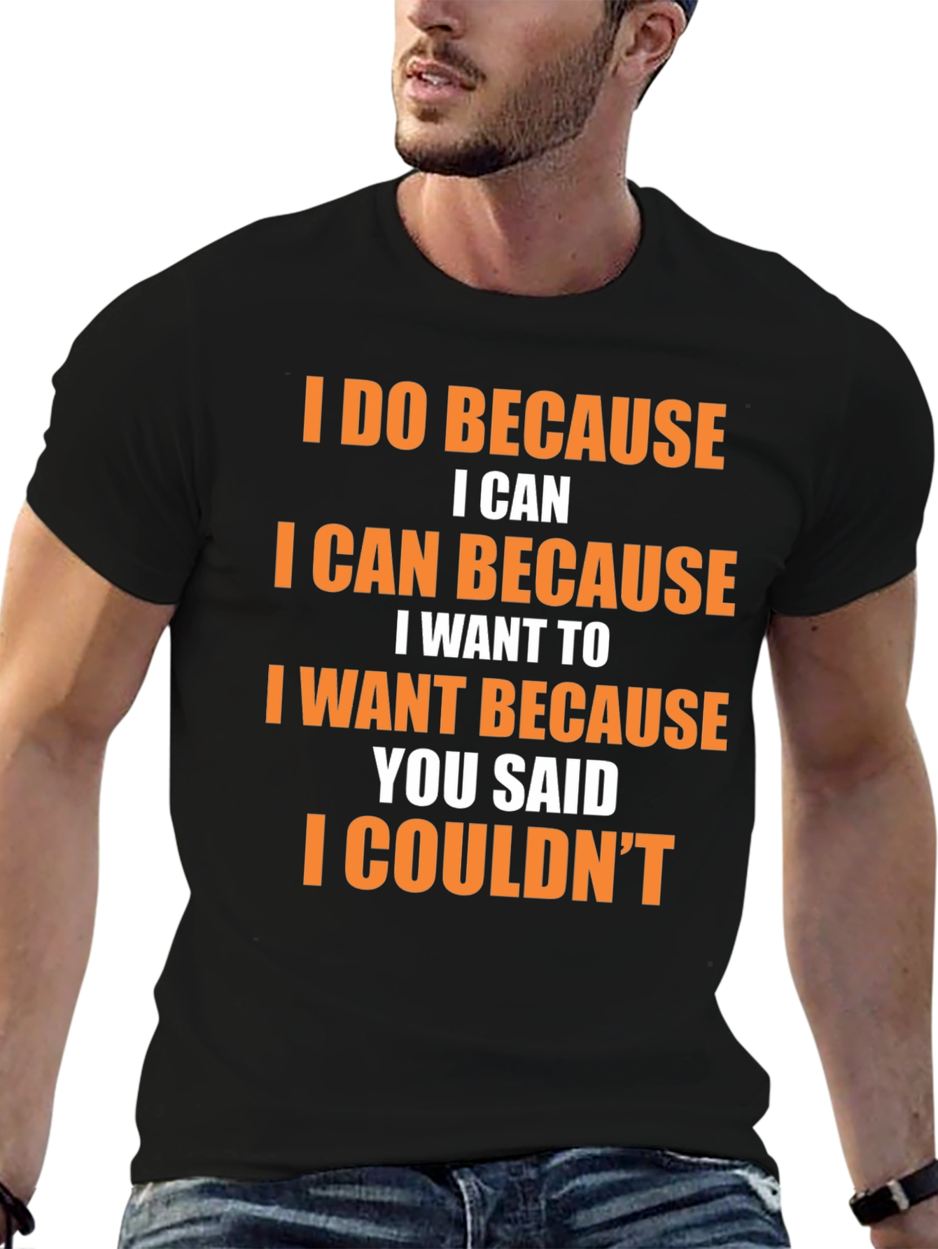 Camiseta Negra con Frase Motivacional en Naranja
