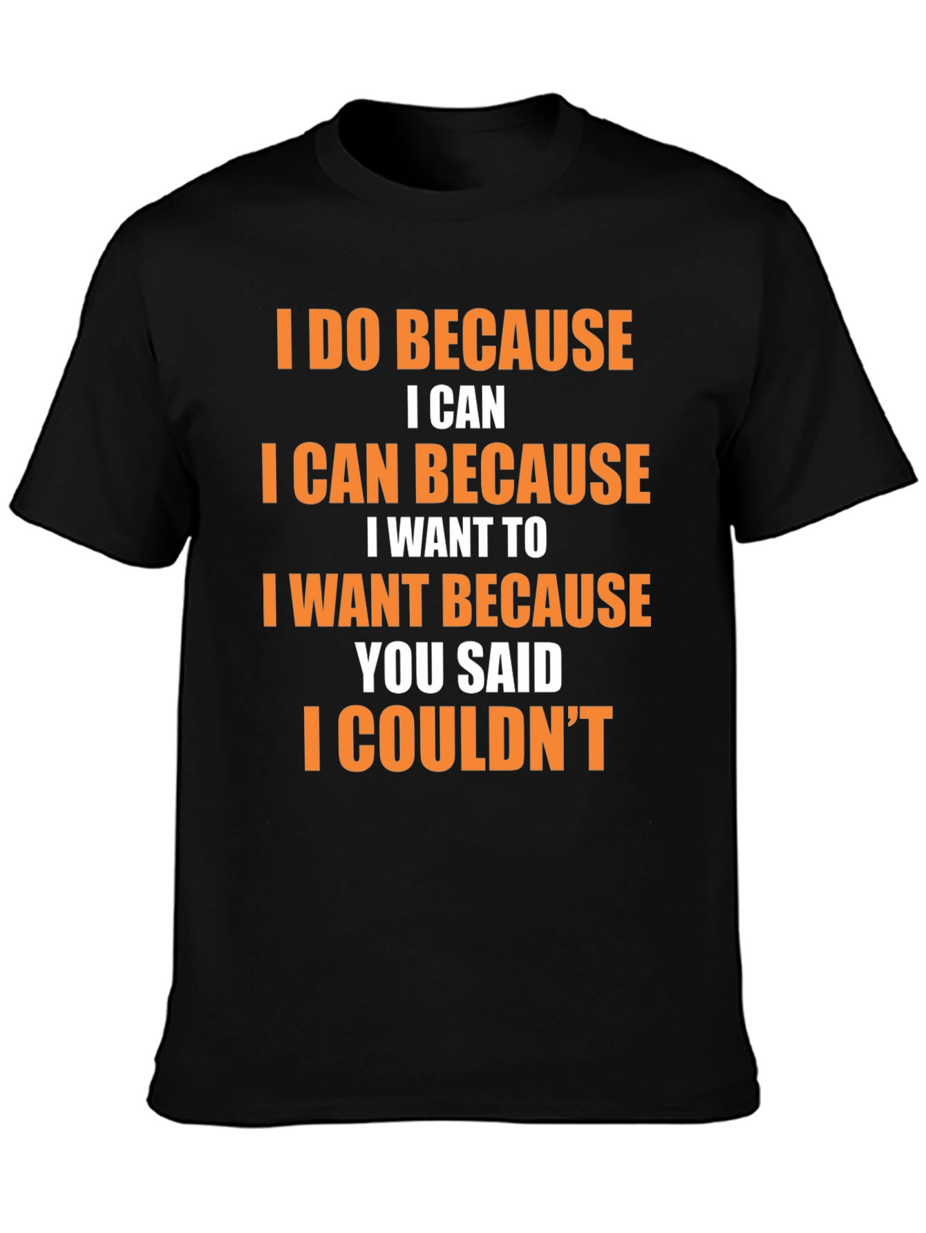 Camiseta Negra con Frase Motivacional en Naranja