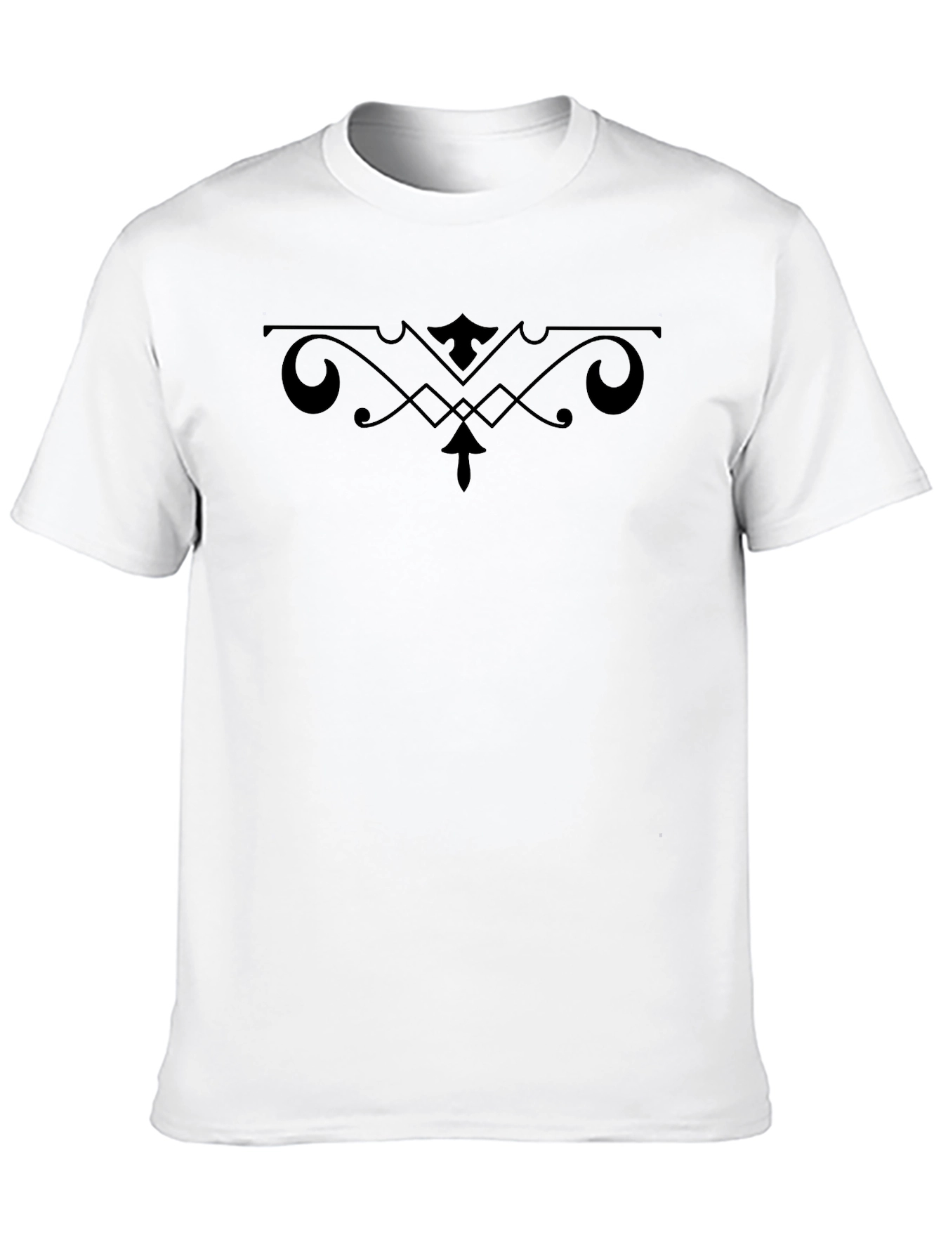 Camiseta Negra con Diseño Ornamental Abstracto