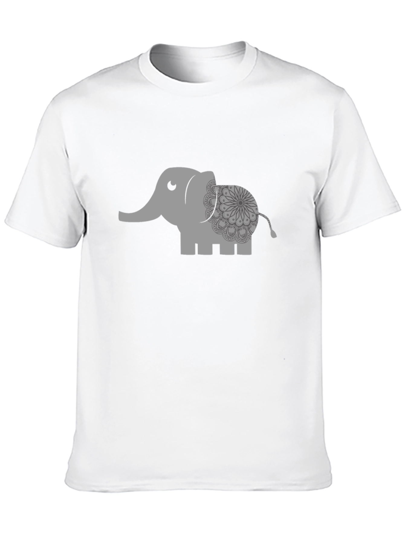 Camiseta Negra con Estampado de Elefante Mandala