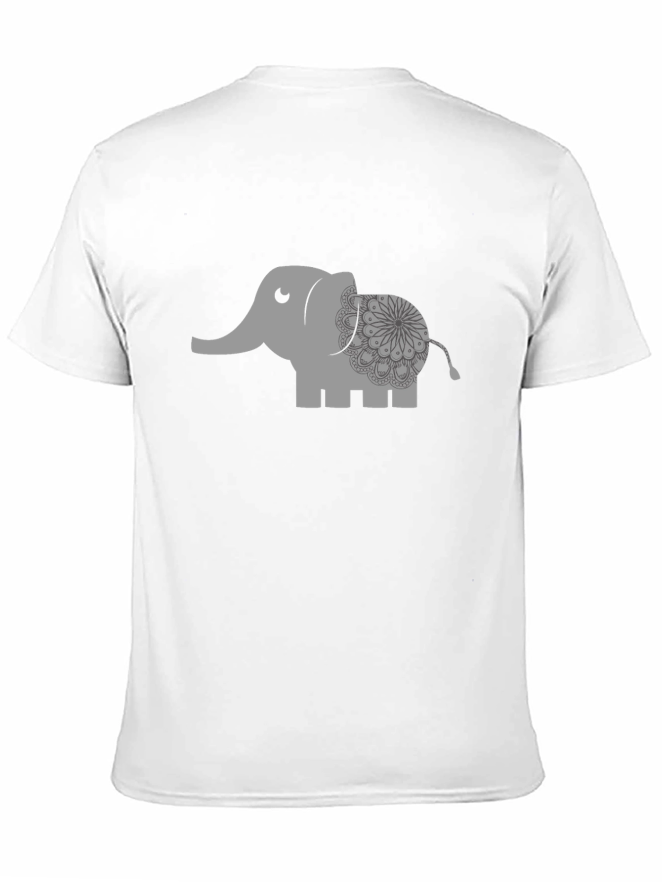 Camiseta Negra con Estampado de Elefante Mandala