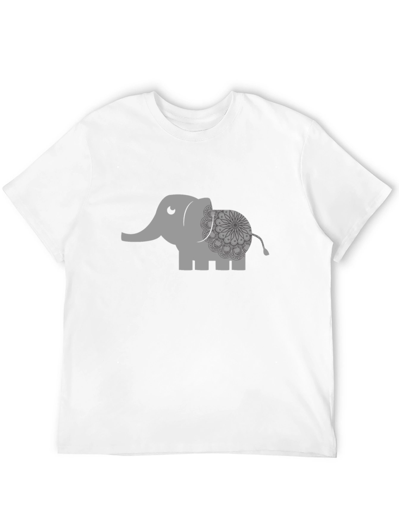 Camiseta Negra con Estampado de Elefante Mandala