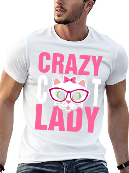 Camiseta Negra Crazy Cat Lady para Amantes de Gatos