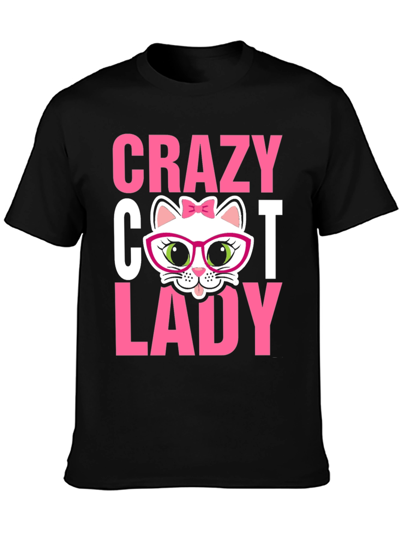 Camiseta Negra Crazy Cat Lady para Amantes de Gatos