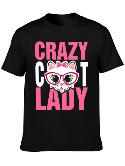 Camiseta Negra Crazy Cat Lady para Amantes de Gatos