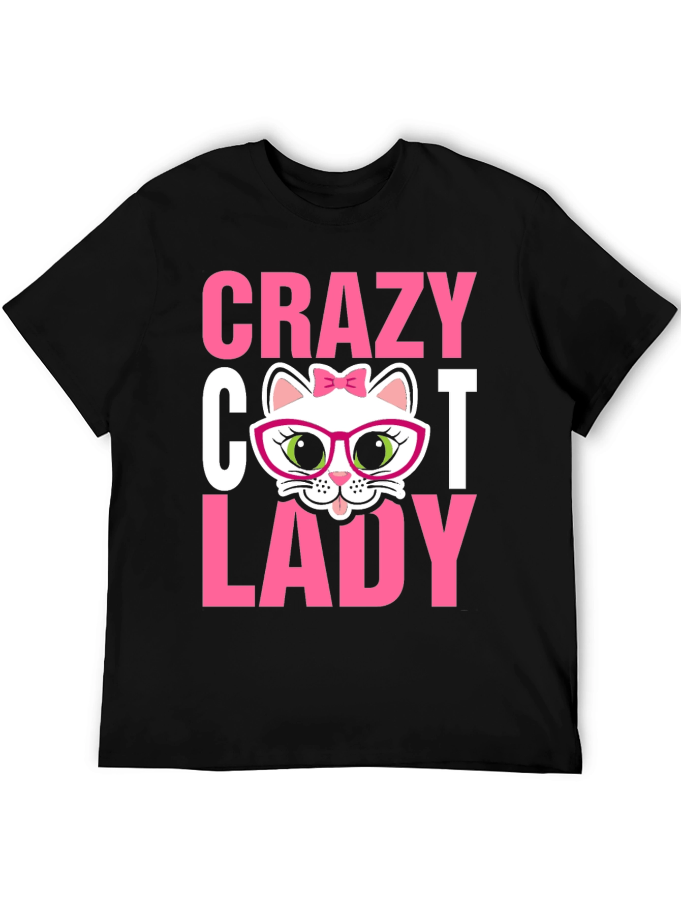 Camiseta Negra Crazy Cat Lady para Amantes de Gatos