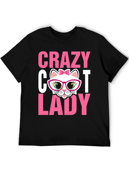 Camiseta Negra Crazy Cat Lady para Amantes de Gatos