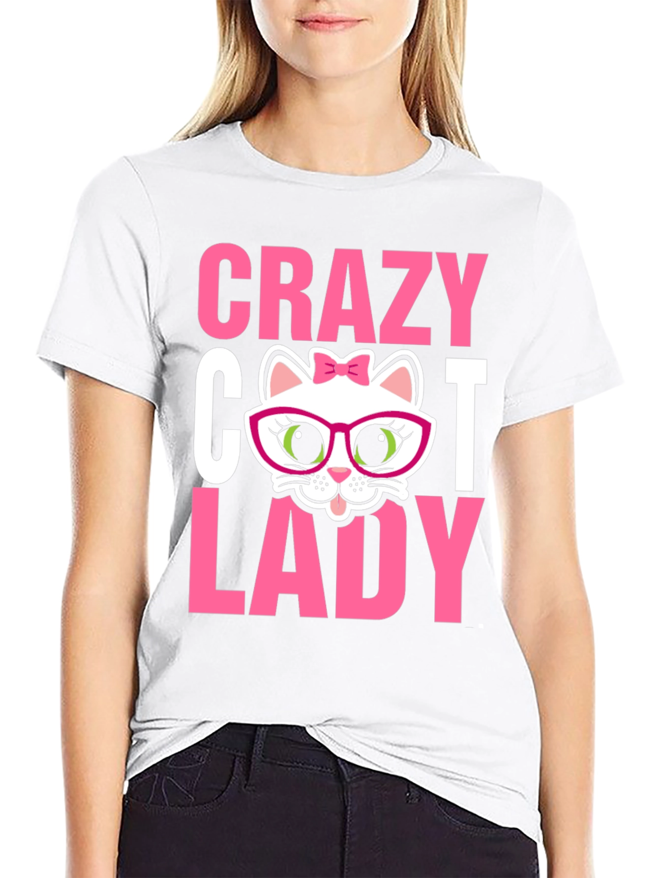 Camiseta Negra Crazy Cat Lady para Amantes de Gatos
