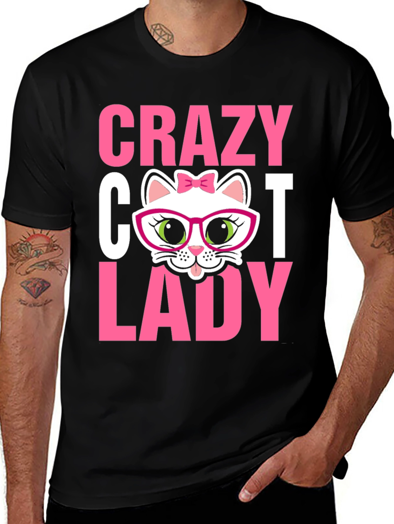 Camiseta Negra Crazy Cat Lady para Amantes de Gatos