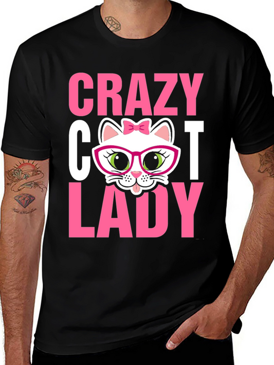 Camiseta Negra Crazy Cat Lady para Amantes de Gatos