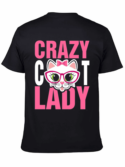 Camiseta Negra Crazy Cat Lady para Amantes de Gatos