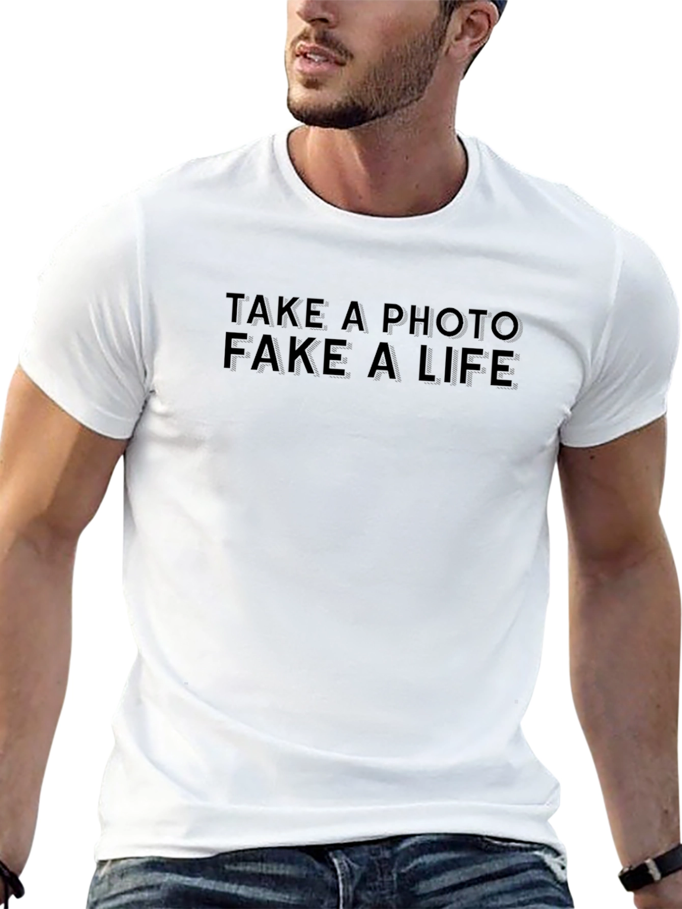 Camiseta Negra: Toma una Foto Finge una Vida