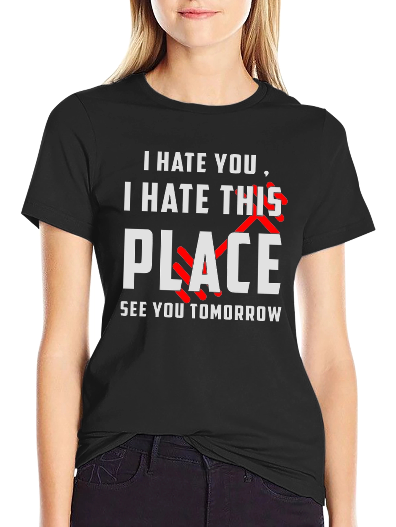 Camiseta Negra Humor Te Odio Nos Vemos Mañana
