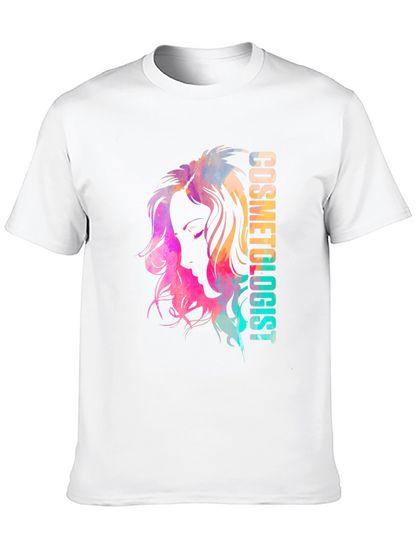 Camiseta Negra Cosmetóloga Diseño Acuarela