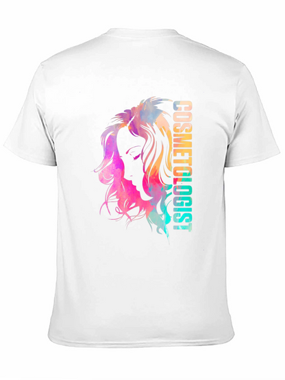 Camiseta Negra Cosmetóloga Diseño Acuarela