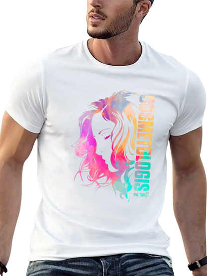 Camiseta Negra Cosmetóloga Diseño Acuarela