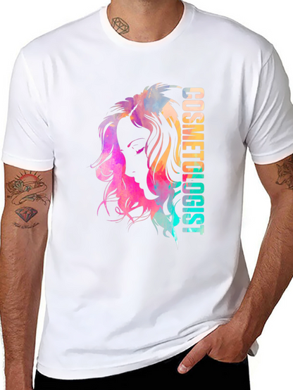 Camiseta Negra Cosmetóloga Diseño Acuarela
