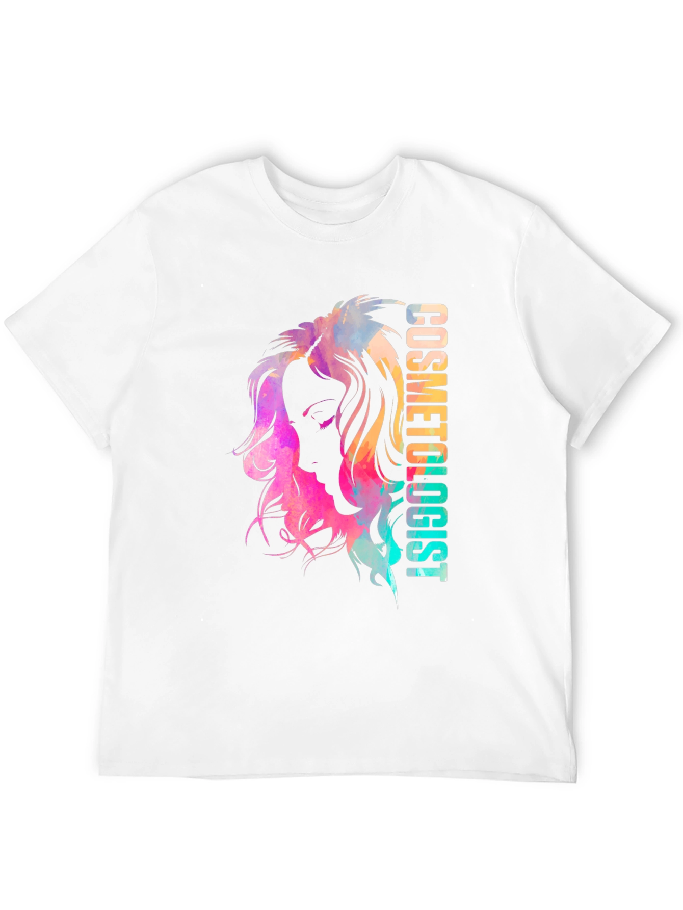 Camiseta Negra Cosmetóloga Diseño Acuarela