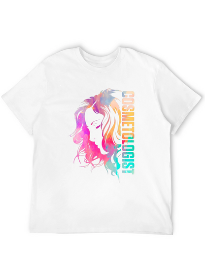 Camiseta Negra Cosmetóloga Diseño Acuarela