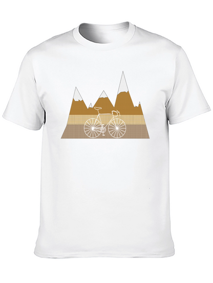 Camiseta Negra con Diseño de Bicicleta y Montañas