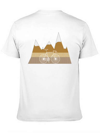 Camiseta Negra con Diseño de Bicicleta y Montañas
