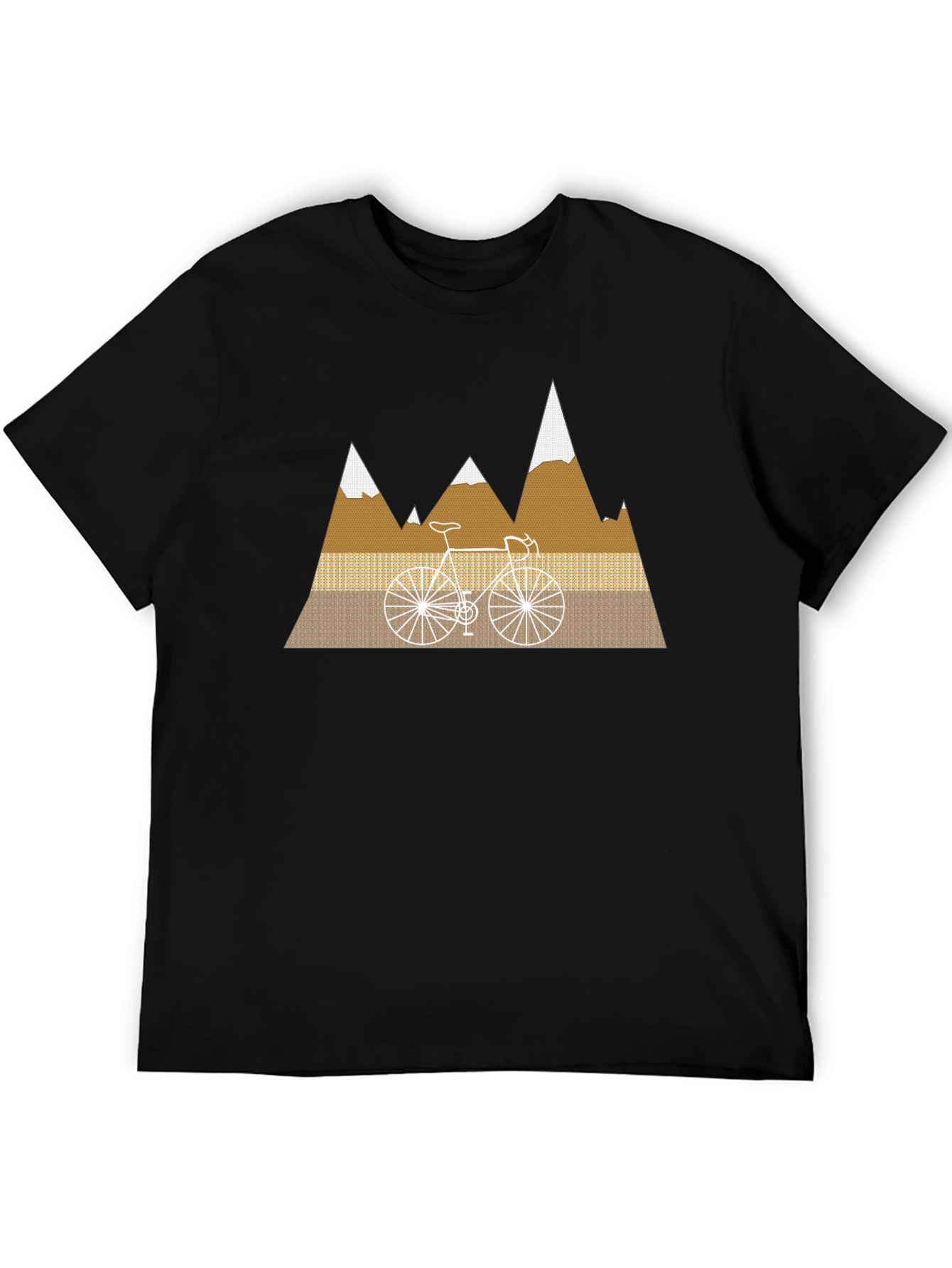 Camiseta Negra con Diseño de Bicicleta y Montañas
