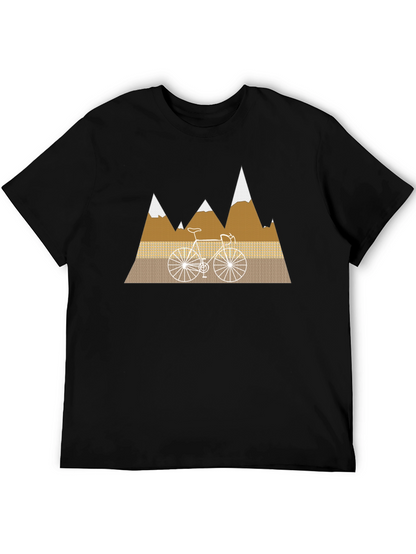 Camiseta Negra con Diseño de Bicicleta y Montañas
