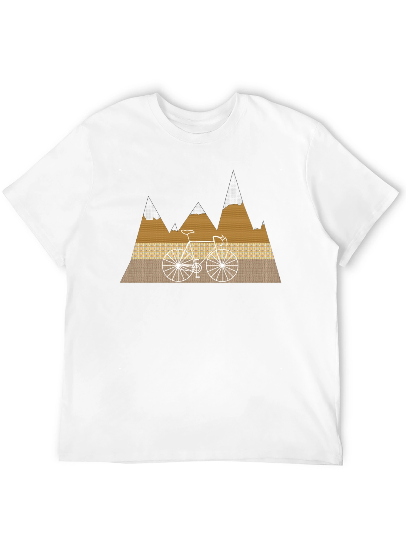 Camiseta Negra con Diseño de Bicicleta y Montañas