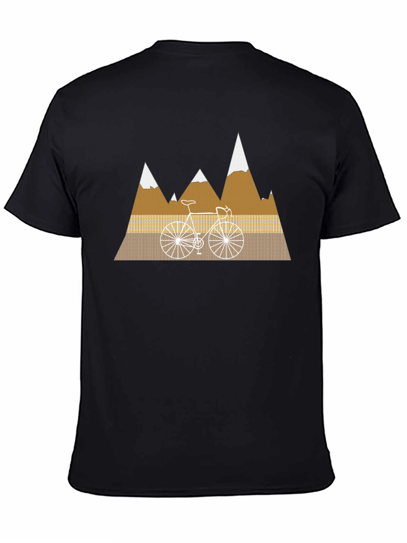 Camiseta Negra con Diseño de Bicicleta y Montañas