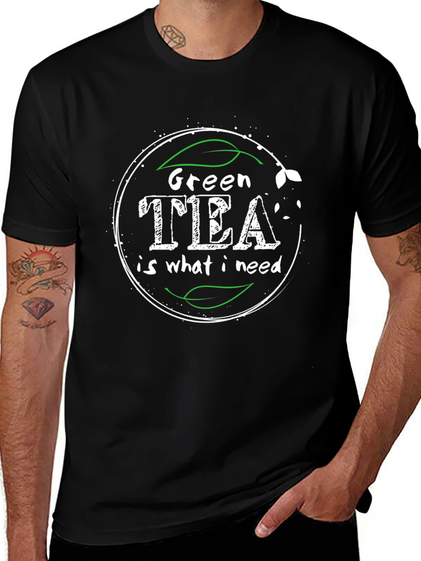 Camiseta Negra Green Tea is what I need