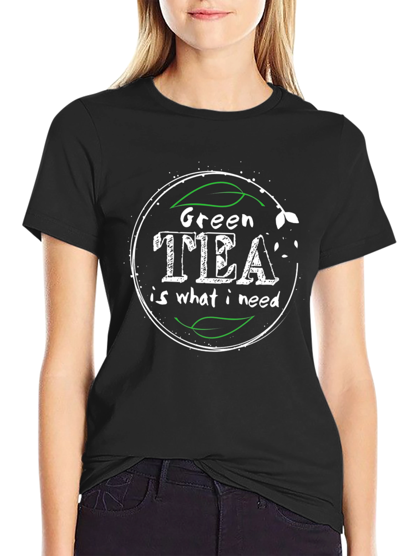 Camiseta Negra Green Tea is what I need