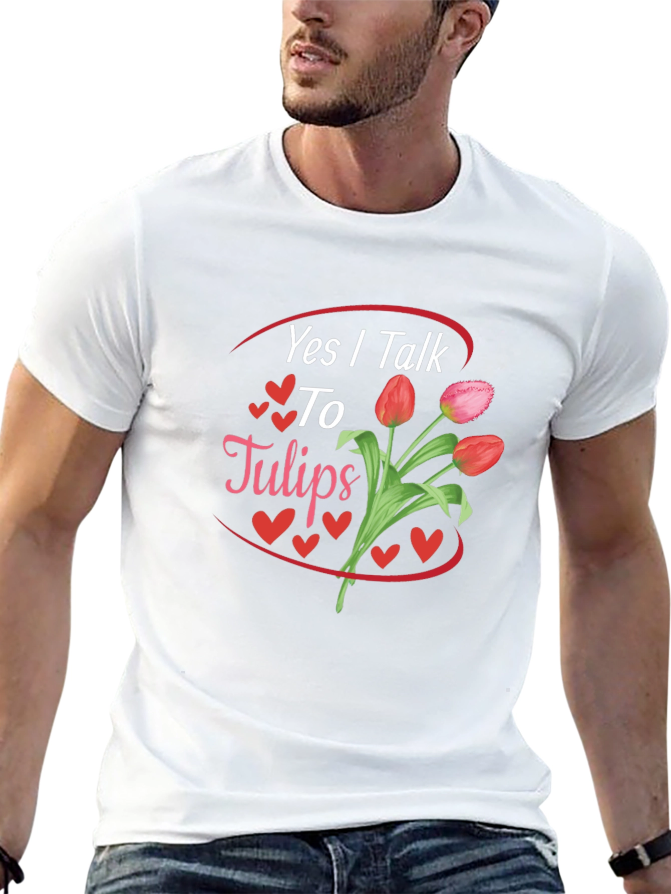 Camiseta Negra Sí Hablo con Tulipanes
