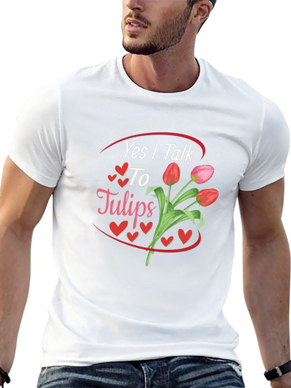 Camiseta Negra Sí Hablo con Tulipanes